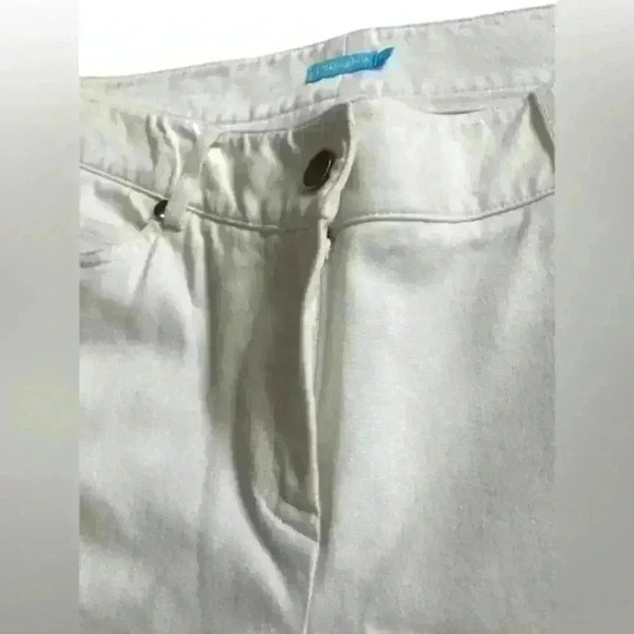 J. McLaughlin White Denim Straight Cropped Cotton/Spandex Pants Size‎ 8 - Picture 3 of 12